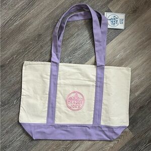 Trader Joe's Large Lavender Purple Canvas Reusable Tote Bag 2026 New FAST SHIP